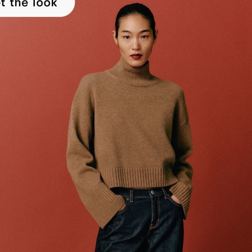 ❤️‍🔥BOGO FREE reformation March Cashmere Cowl Turtleneck Brown Sweater XL